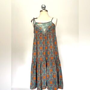 NATURAL LIFE Piper Dress, Teal Floral Sleeveless Spaghetti Strap Sundress,